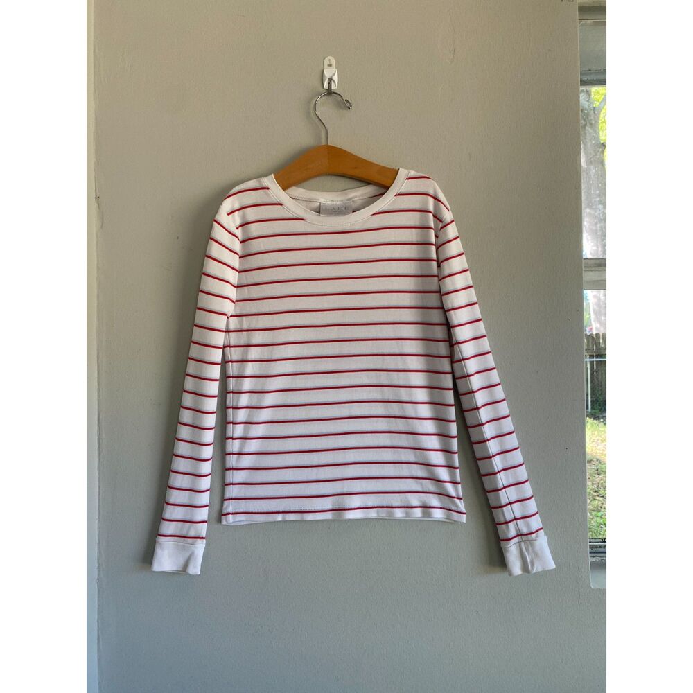 LAKE Blue Red and White Striped Long Sleeve Shirt Pima Cotton Youth Size 10